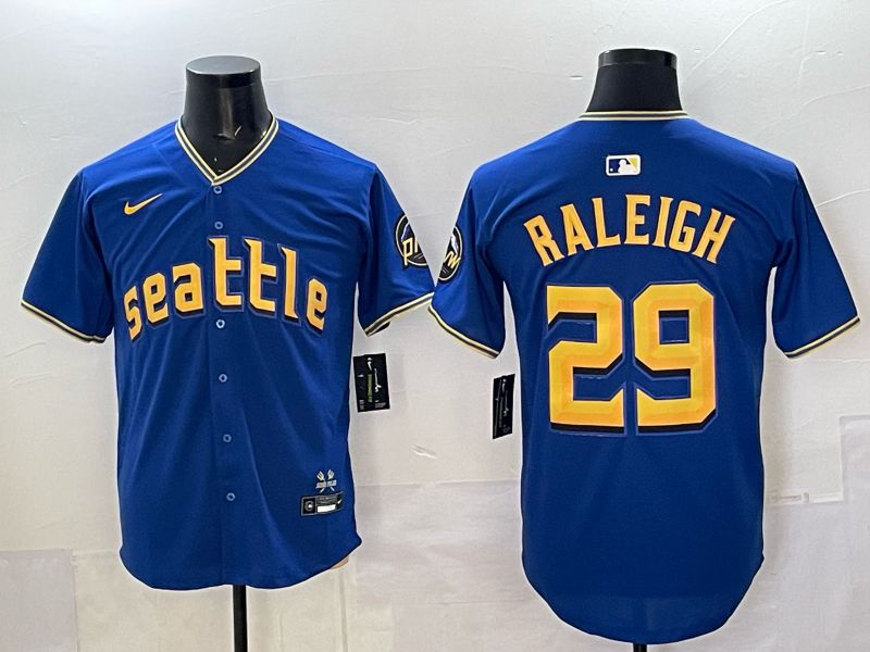 Men 2025 Seattle Mariners #29 Raleigh Blue City Edition Nike MLB Jersey style 87->seattle mariners->MLB Jersey